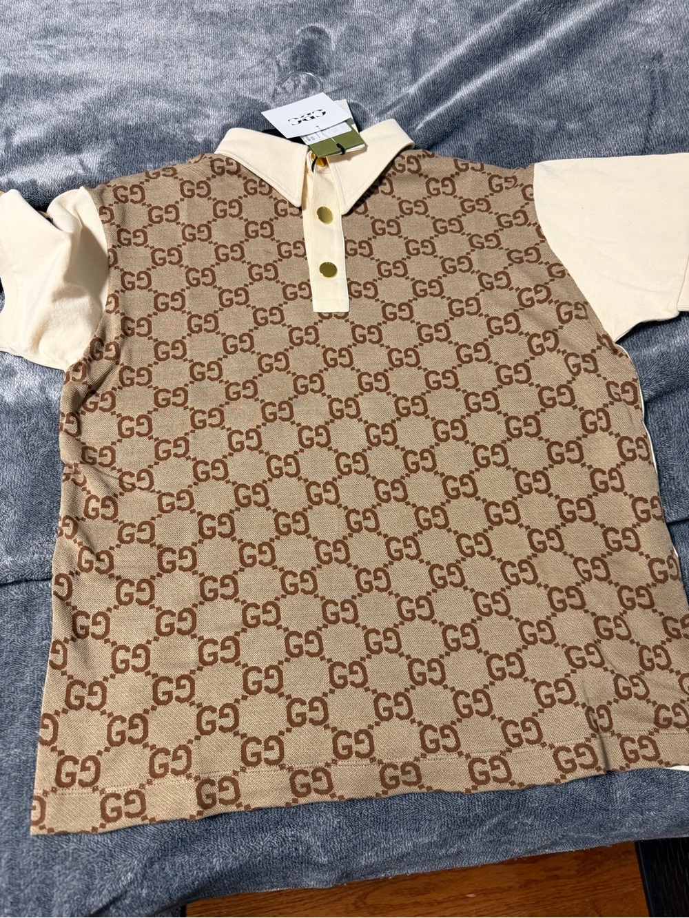 Gucci Brown & Cream GG Monogram Kids Polo